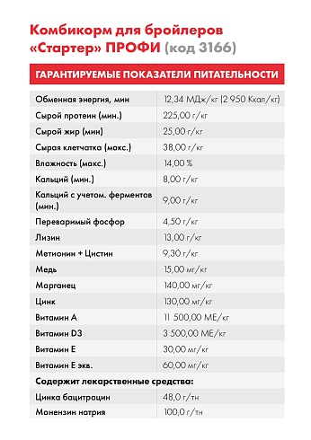 Комбикорм Purina® для бройлеров Стартер ПРОФИ от 0 - 10 дней (протеин 22,5%), 10 кг
