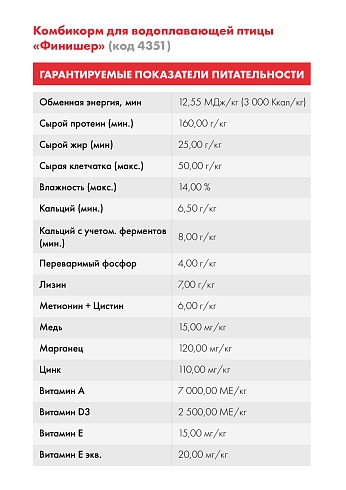 Комбикорм Purina® для водоплавающей птицы Финишер от > 31 дня, 25 кг