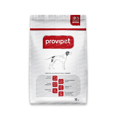 Cухой корм для взрослых собак всех пород с говядиной ProviPet, 10 кг