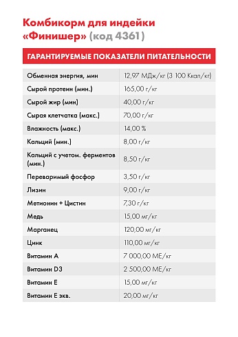 Комбикорм Purina® для индейки Финишер от 16 - 30 недель, 40 кг