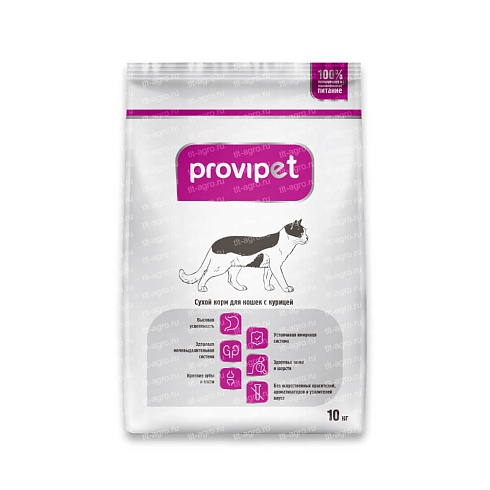 Сухой корм для кошек c курицей и овощами Provipet, 10 кг